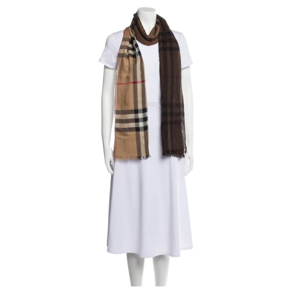 *SOLD* Burberry Classic Check Scarf in Brown and Tan